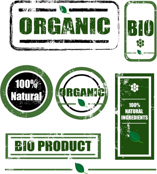 organic products stamps templates green retro design