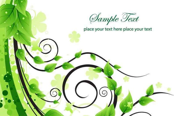 Green Floral Swirl Vector Background