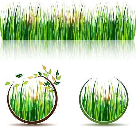 green grass eco elements vector
