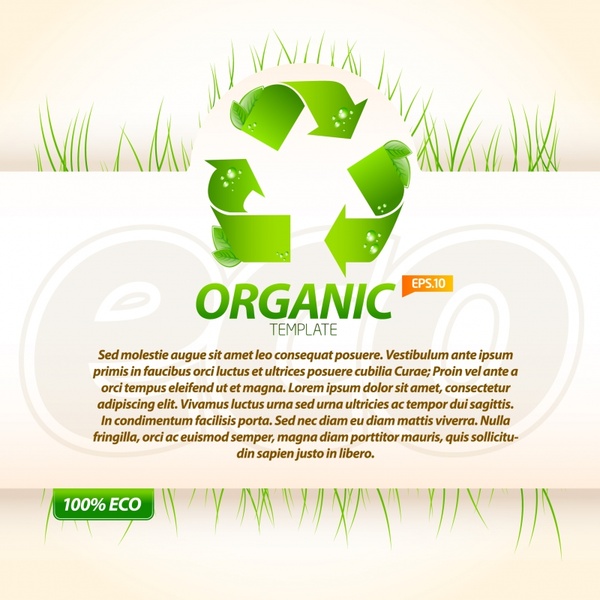 ecological banner recycling symbol grass decor bright modern