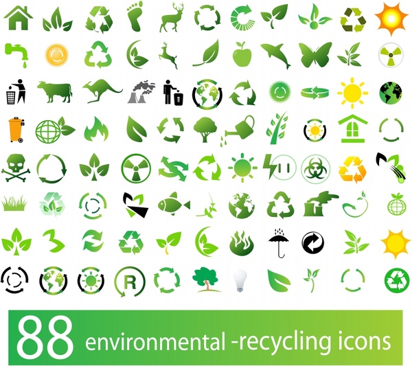 eco design elements green symbols flat design