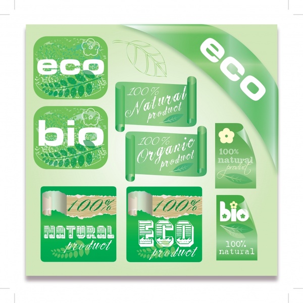 eco product label templates retro green ornament