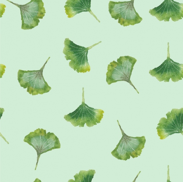 green leaf background repeating icons decoration