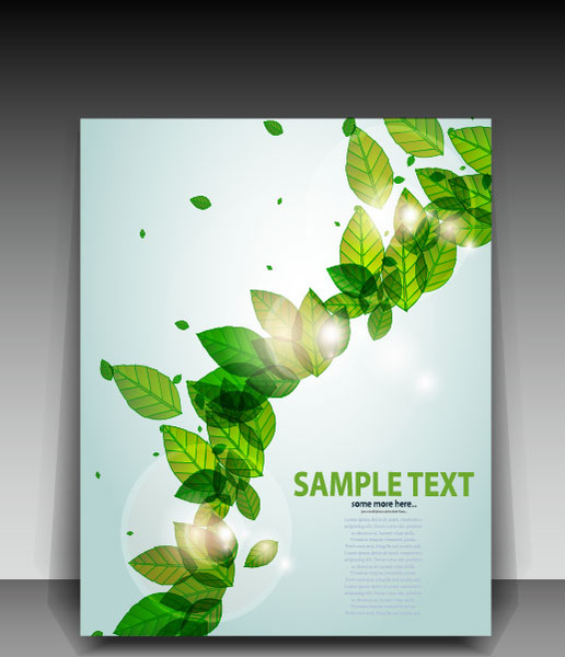 green leave flyer and cover brochure background vector 