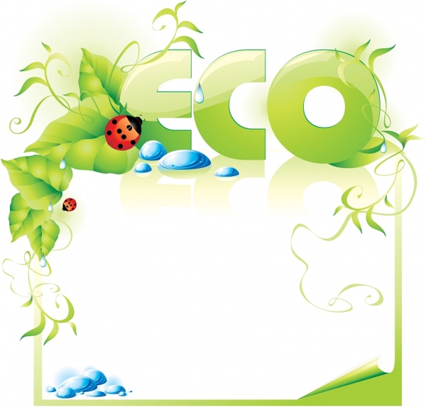 eco banner frame green leaf text ladybug decor