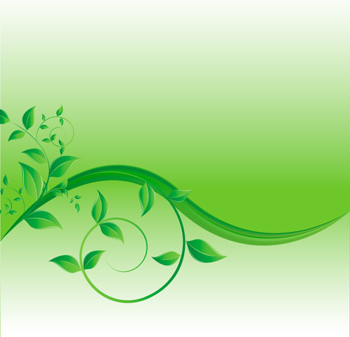 green leaves wave creative background vector