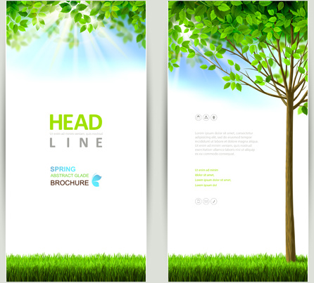 green leaves with sunlight banners vector