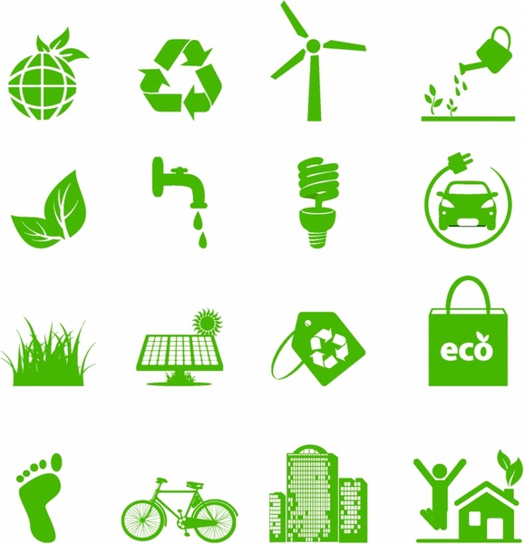 Green Living Environmental Icons 