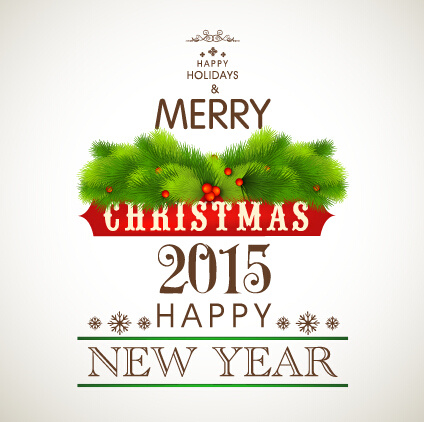 green needles christmas and new year label background