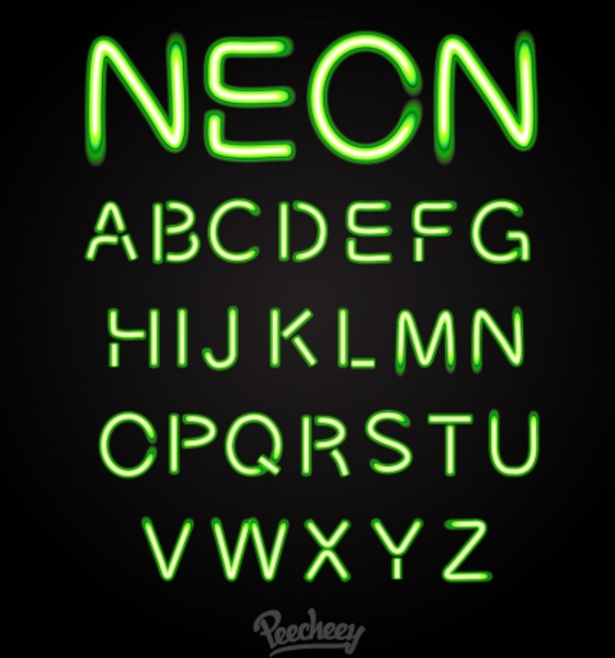 green neon font 