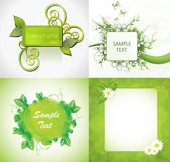 green plants decorative frame vector