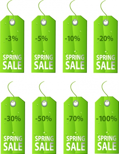 sales tags templates wet green decor vertical design