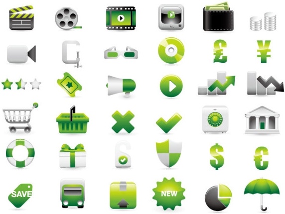green shopping website decoration icon vector