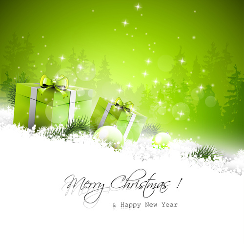 green style christmas and new year vector background 