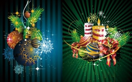 green styles christmas ornaments background vector