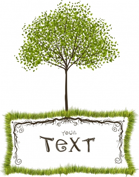 ecology banner classical tree grass text box sketch