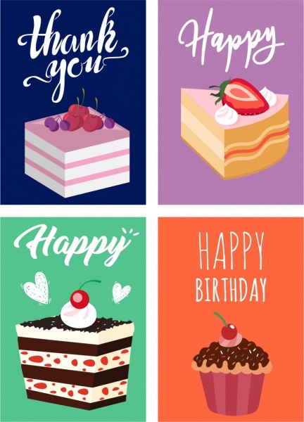 greeting card templates cream cakes icon decor