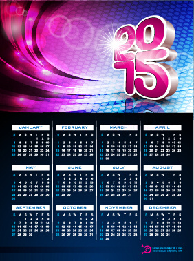 grid calendar15 with abstract background vector