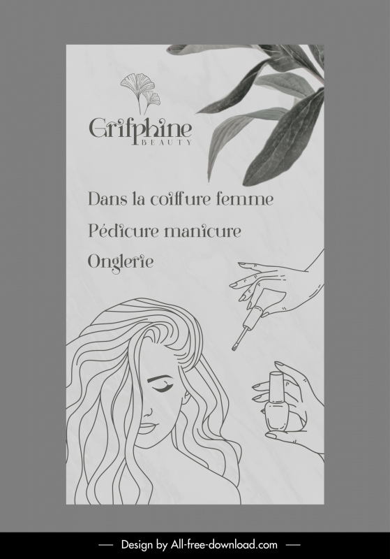 grifphine beauty roll up advertising banner classical handdrawn cartoon sketch
