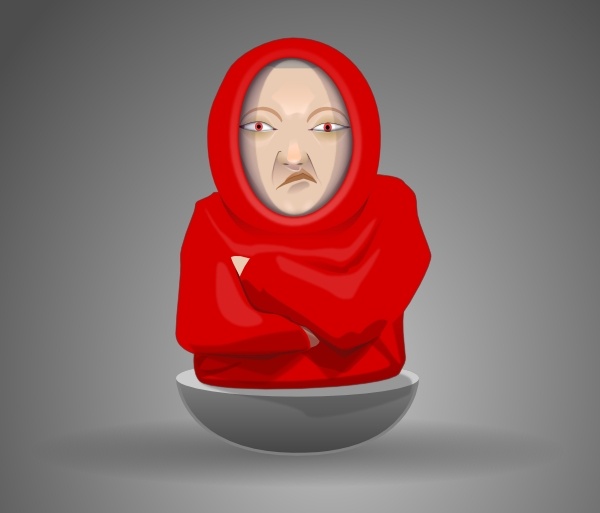Grumpy Face Wearing Hood clip art