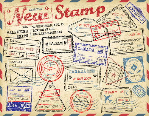 grunge travel stamps vector graphics