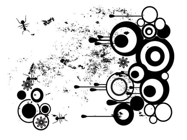 
								Grungy, Nasty Circles Vector With Drips and Removable Ants							