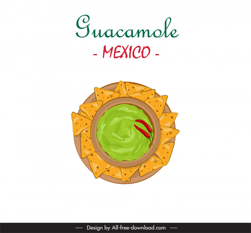 guacamole mexico food advertising poster template flat classical design 