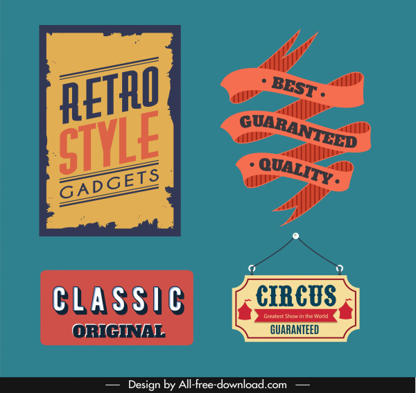 guarantee label templates retro design geometric ribbon shapes