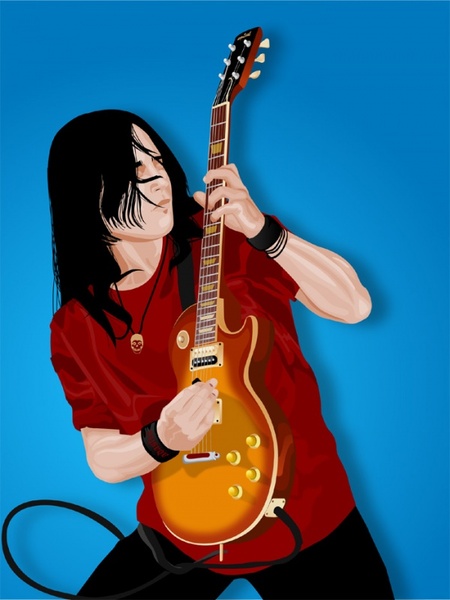 Guitar player Free vector in Adobe Illustrator ai ( .ai ) vector