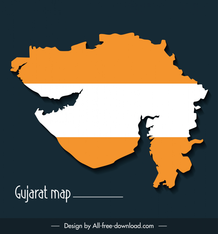 gujarat map backdrop flat contrast design