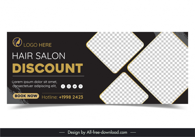 hair salon advertise poster contrast checkered geometry decor