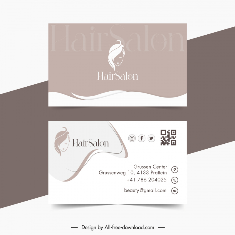 hair salon business card templates curves classic lady face 