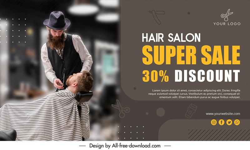 hair salon super sale banner template elegant dark realistic