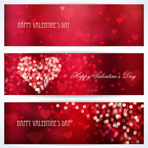 halation valentine red banners vector