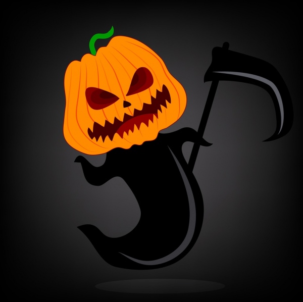 halloween background scary death icon pumpkin head decoration