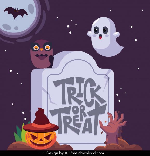 halloween background template tomb evil ghost sketch