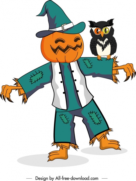 halloween character icon pumpkin dummy owl decor