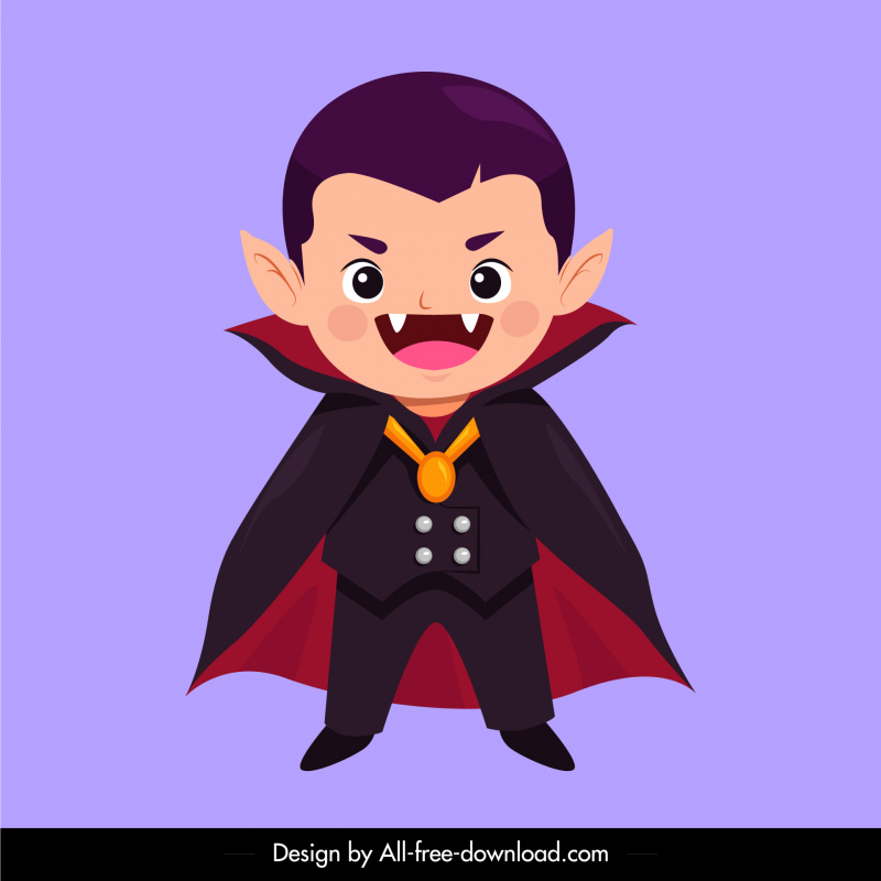 halloween costume icon boy in dracula clothing sketch cute cartoon character outline  