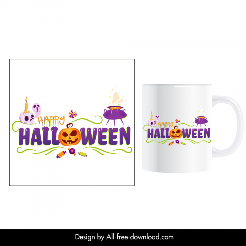 halloween cup design elements frightening symbols