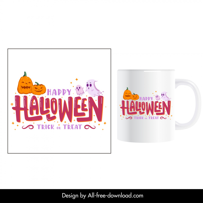 halloween cup design elements pumpkins ghosts decor