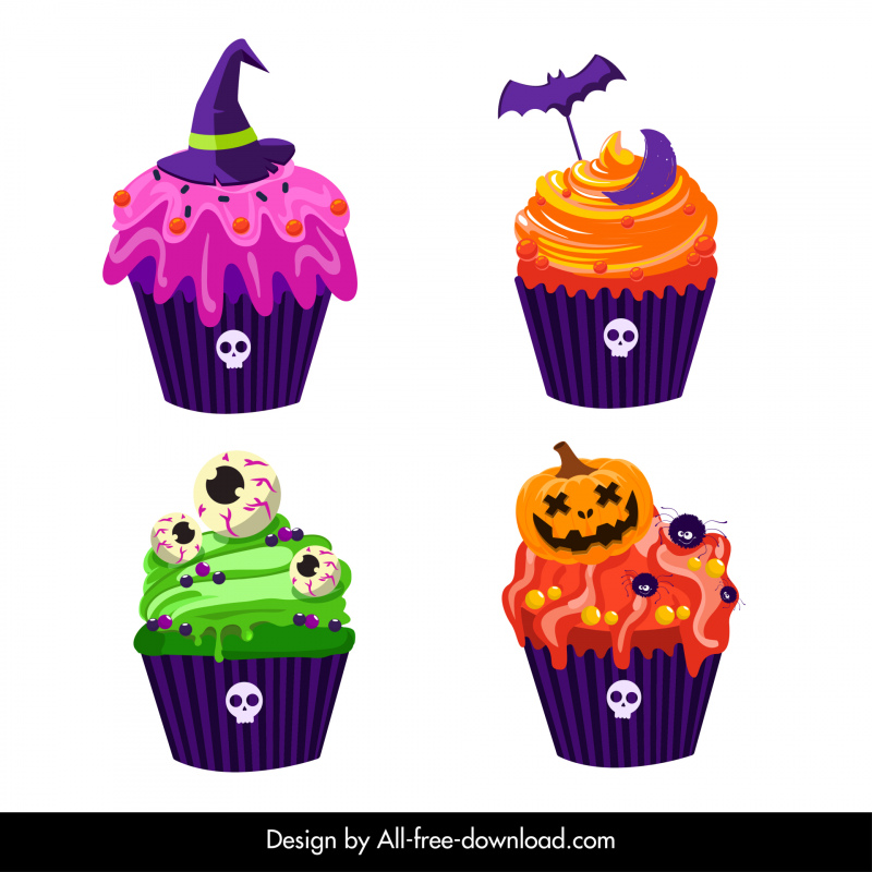 halloween cupcakes icons horror elements decor