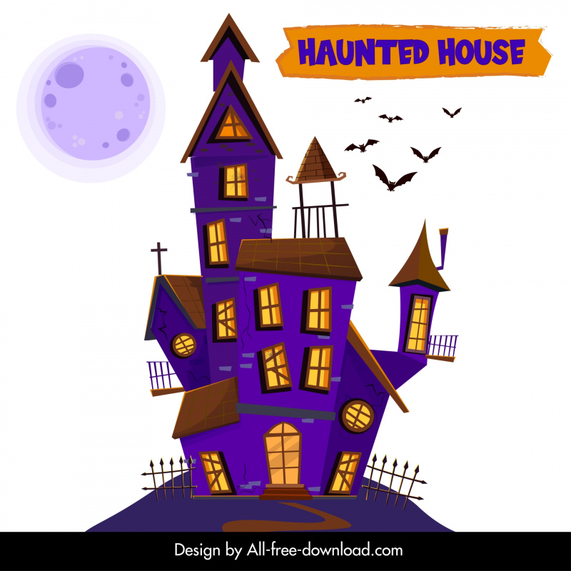 halloween  design elements frightening hauting house 