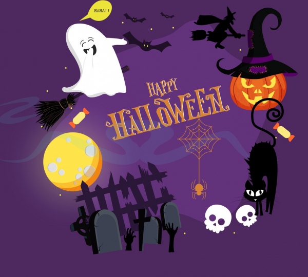 halloween design elements scary objects icons