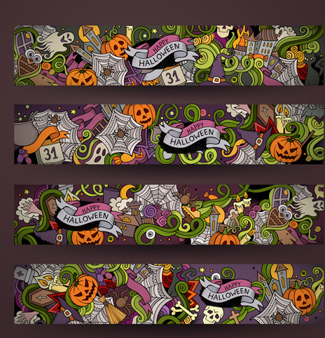 halloween hand drawing illustration vector banner