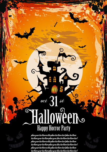 halloween horror party poster vector