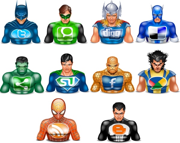 Halloween icons social superheros icons pack