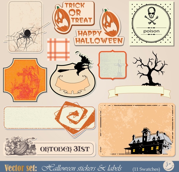 halloween labels vector