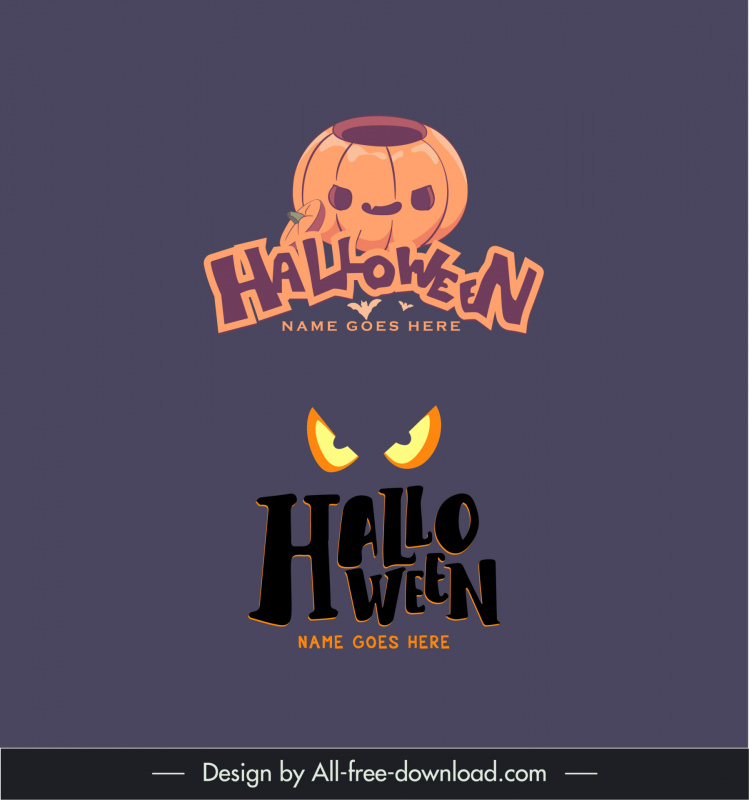 halloween logotypes flat horror pumpkin eyes sketch 