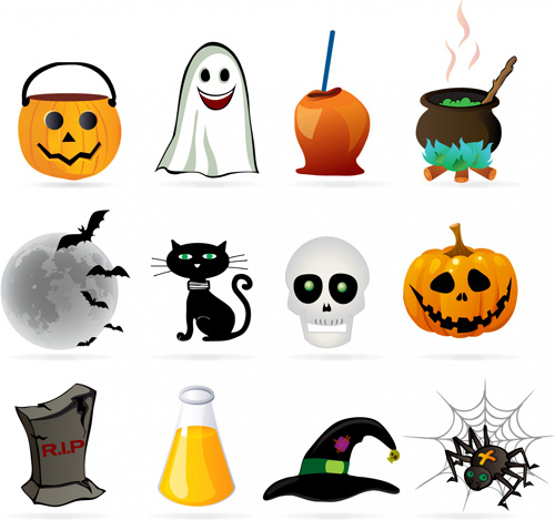 halloween ornament icons vector
