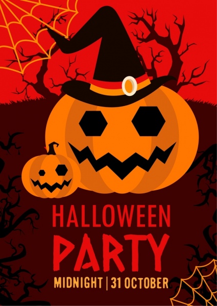 halloween party banner dark design horror pumpkin icons